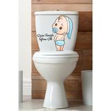 Klozet Sticker Temizle Sifonu Çek Temalı Banyo Tuvalet Sticker - Çok Renkli