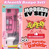 Klozetli Banyo Seti - Modern Banyo Seti - Minyatür Ev Oyuncak Seti - Banyo Oyuncak Seti - Klozet, Şo