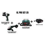 KLPRO Klpro Set-25 (klpro 18v Şarjli Darbesiz Matkap Kömürsüz+18v 2.0 Ah 115 Mm Şarjli Avuç Taşlama kömürsüz+büyük Boy Taşima Çantasi)