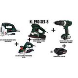 KLPRO Klpro Set-8 (710 W 80 Mm Elektrikli Dekupaj Testere+850 W Planya Makinasi+450 W 150 Mm Eksantrik Zimpara+şarjli Darbeli Matkap)