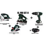 Klpro Set-8 (710 W 80 Mm Elektrikli Dekupaj Testere+850 W Planya Makinası+450 W 150 Mm Eksantrik Zımpara+Şarjlı Darbeli Matkap)