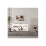 Klubeconcept %100 Mdf Beyaz Renk Modern Dekoratif Nişli Konsol 180X80 Cm Geniş Raflı Deko Ünitesi