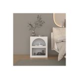 klubeconcept %100 MDF Beyaz Renk Modern Yarım Kemer Nişli Yan Sehpa Dekoratif Raflı Mini Kitaplık