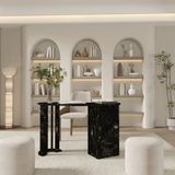 Klubeconcept Dergâh Kavis Formlu 120 cm Dolaplı Çalışma Masası – Siyah Minimal Ofis Tasarımı