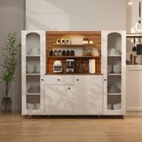 Klubeconcept Inci Camlı Led’li Kahve Ünitesi %100 Mdf Membran Çok Amaçlı Mutfak Dolabı - Kahverengi