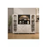 Klubeconcept İnci Camlı Led’li Kahve Ünitesi %100 Mdf Membran Çok Amaçlı Mutfak Dolabı