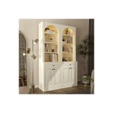 klubeconcept Klube Concept İNCİ LED Işıklı Kemerli Kitaplık Dolap ve Çekmeceli Raflı Dekoratif Çok Amaçlı Dolap %100 MDF 160X35X210