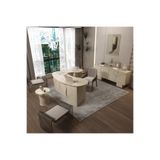 klubeconcept Klube Concept Özel Tasarım Modern Travertan Mermer Desen Ofis Takımı L Masa + Konsol + Orta Sehpa %100 MDF