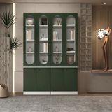 Klubeconcept Kubbe Yeşil Renk Kemer Formlu Vitrin ve Kitaplık Ünitesi