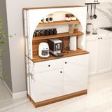 Klubeconcept Led’li Modern Kahve Köşesi Dolabı Raflı ve Çekmeceli Mdf Servis Ünitesi - Kahverengi