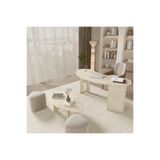 klubeconcept MİZAN Oval Beyaz Çalışma Masası & Sehpa Modern Minimal Ofis Seti %100 MDF