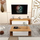 Klubeconcept Modern Ceviz Tv Ünitesi Orta Sehpa Seti 160 cm Kahverengi Woodline Ceviz Led’li Tv Ünitesi ve Orta Sehpa Kombin Set Modern 160 cm