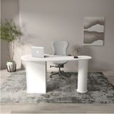 Klubeconcept Modern Oval Formlu Beyaz Çalışma Masası 100% Mdf Şık ve Fonksiyonel Ofis Masası 150 cm - 180 x 170