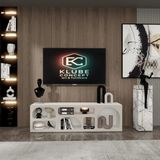 Klubeconcept Ovalflow Tv Ünitesi 180 cm Bej %100 Mdf Ovalnest Bej Organik Formlu Kişiye Özel Tv Ünitesi Modern Salon 180 cm