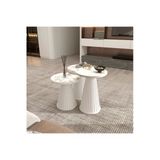 Klubeconcept Siyah Mermer Desenli Mdf Yan Sehpa Takımı – 3’Lü Set