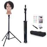 Klvied Güçlendirilmiş peruk standı, tripod manken baş standı, ayarlanabilir peruk baş standı, kozmetoloji kuaför antrenmanı için T ile peruk başlıkları, T pinleri, tarak, saç klipsi, taşıma çantası