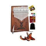 KLX-456-PAK Hakiki Ağaç Geyik Desenli Kalimba 17 Tuşlu Full Set