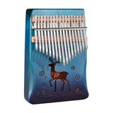 KLX-510 Hakiki Ağaç Geyik Desenli Kalimba 17 Tuşlu