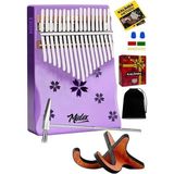 KLX-870-PAK Mor Renk Yüksek Kaliteli Ahşap Kalimba 17 Tuşlu Full Set