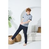 KLY 1015 Erkek Baskılı V Yaka Kısa Kol Pijama Takım