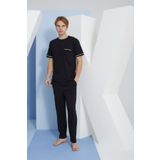 Kly 2110 Erkek Yazlık 0 Yaka Kısa Kol Pamuk Pijama Takım