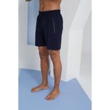Kly 302 Premium Erkek Büyük Beden Rahat Kesim Pamuklu Pamuklu Beli Bağcıklı Fermuar Cepli Şort - 5XL - Lacivert