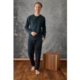Kly 7027 Erkek Jakar Midi Yaka Pijama Takım