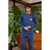 Kly 8052 Uzun Kol Sıfır Yaka Erkek Pijama Takım
