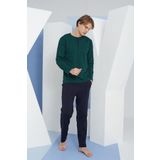 KLY 9111 Erkek Büyük Beden Midi Yaka Pijama Takım