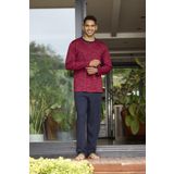 Kly 9130 Büyük Beden Erkek Bisiklet Yaka Uzun Kollu Pijama Takım