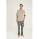 Kly 9223 Erkek %100 Pamuklu 4 Mevsim Kumaş Ekoseli Uzun Kollu Pijama Takım
