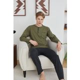 Kly 9229 Erkek Midi Yaka Uzun Kollu Pijama Takım