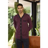 Kly 9252 Erkek V Yaka 4 Mevsim Boydan Düğmeli Uzun Kollu Pijama Takım
