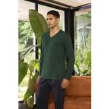 Kly 9269 Erkek V Yaka Rahat Kalıp Uzun Kollu Pijama Takım