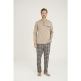 Kly Erkek %100 Pamuklu 4 Mevsim Kumaş Ekoseli Uzun Kollu Pijama Takım