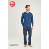 Kly Erkek %100 Pamuklu 4 Mevsim Kumaş V Yaka Uzun Kollu Pijama Takım