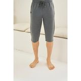Kly Erkek Antrasit Ince Tek Alt Çok Rahat Pamuk Kapri Pijama - 9XL