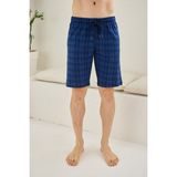 Kly Erkek Ince Tek Alt Çok Rahat Pamuk Şort Pijama - Mavi - 5XL