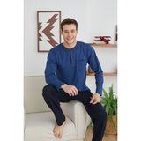 Kly Erkek Midi Yaka Pijama Takımı Konforlu Uyku - Indigo