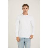 Kly Erkek O Yaka Uzun Kol T-Shirt Konforlu Tasarım - Beyaz