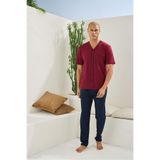 KLY Erkek Pijama Takımı, V Yaka, Kısa Kol, Pamuklu, Mor, 2XL Beden
