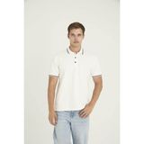 Kly Erkek Polo Yaka T-Shirt Modern Tasarım Düğmeli Yaka %80 Pamuk - Beyaz