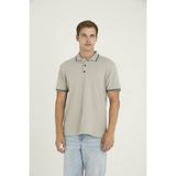 Kly Erkek Polo Yaka T-Shirt Modern Tasarım Düğmeli Yaka %80 Pamuk - Gri