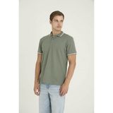 Kly Erkek Polo Yaka T-Shirt Modern Tasarım Düğmeli Yaka %80 Pamuk - Yeşil