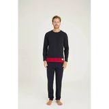 Kly Erkek Premium %100 Pamuk 4 Mevsim Kumaş Bisiklet Yaka Uzun Kollu Pijama Takım