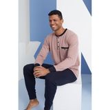 Kly Erkek Uzun Kol Düğmeli Yaka Mevsimlik %100 Pamuk Kiremit Pijama Takımı C9T2N6O1 - XL