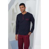 Kly Erkek Uzun Kol Midi Yaka Lacivert Pijama Takımı C9T2N2O3