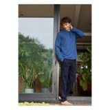 KLY Midi Yaka Battal Pamuk Erkek Pijama Takımı 9133,İndigo 4Xl