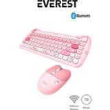KM-6285 Catty Mini Wireless-Bluetooth Kablosuz Ultra Sessiz Özel Tasarımlı Q Klavye Mouse Set Pem