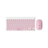 KM-BT37 Kompakt Kablosuz Klavye ve Mouse Seti, Bluetooth ve USB Dongle 2.4g, 78 Tuş, Türkçe Q, Pc Tv Laptop Tablet Telefon Uyumlu, Pembe - Çok Renkli